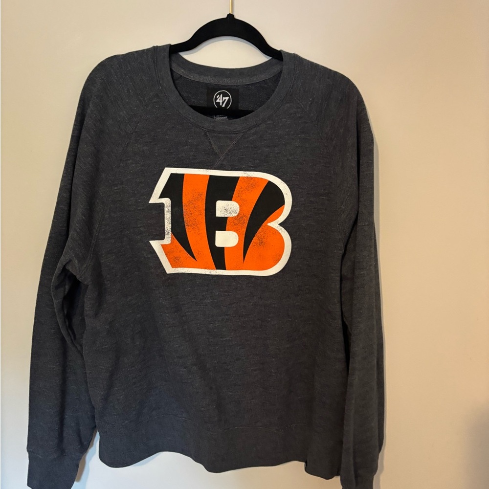 '47 Winen’s Gray Sweatshirt with Orange & Black Bengals Logo
